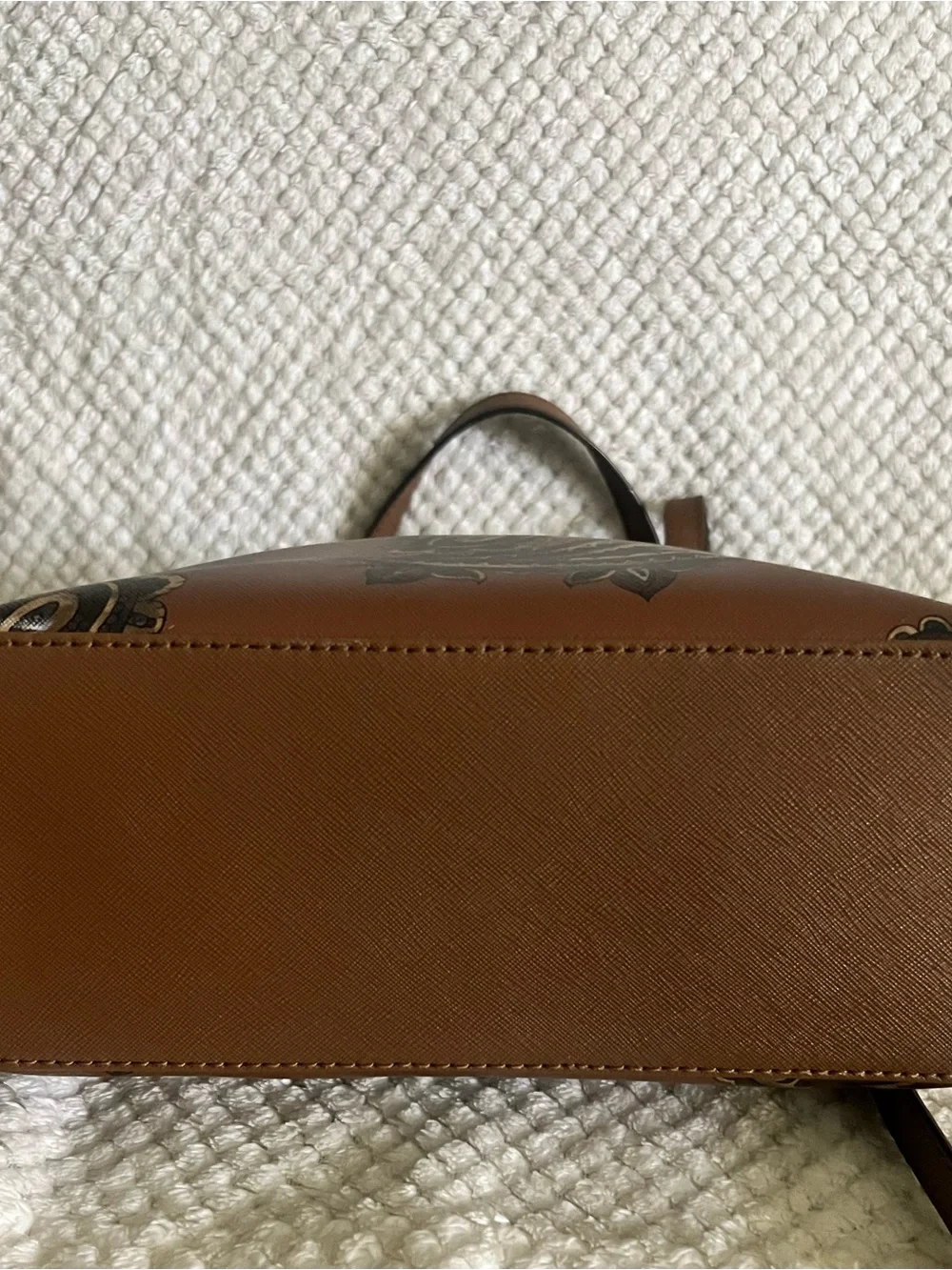 Michael Kors Brown Paisley-Print Tote with Gold Plaque